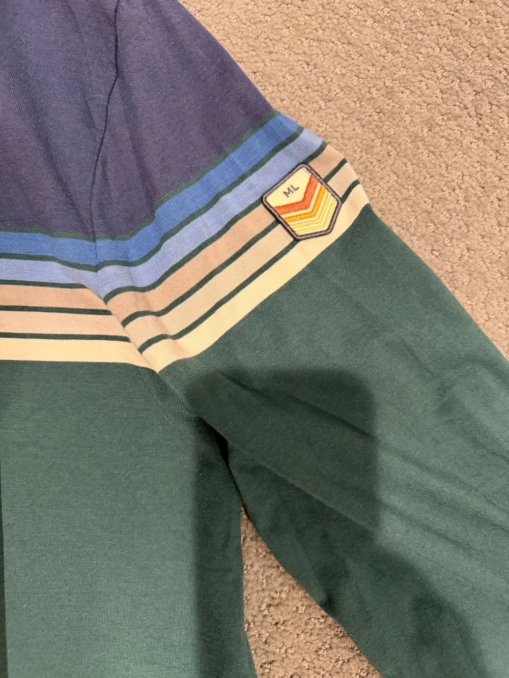 Marine Layer Men’s Striped Half-Zip Pullover - Navy & Forest Green